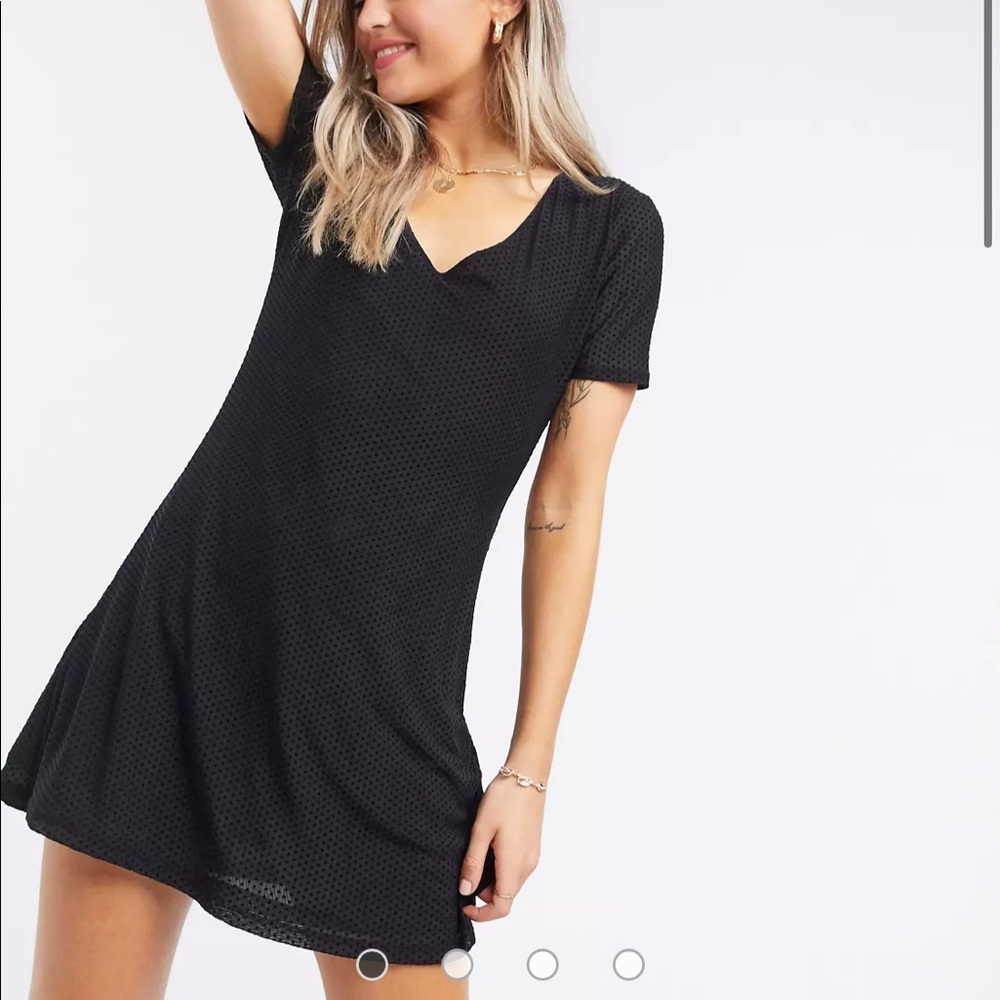 Pull&Bear v neck mini dress in black